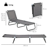 Outsunny Garden Sun Lounger, with Five-Position Back - Grey