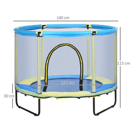 ZONEKIZ 55" Kids Trampoline, Bungee Gym, with Safety Net, for Ages 3-10 Years - Blue