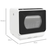 HOMCOM Table Top Dishwasher with 6L Water Tank, Mini Countertop Dishwasher with 6 Programs, 4 Place Settings, Black and White