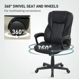 HOMCOM High Back Executive Office Chair, PU Leather Swivel Desk Chair with Tilt Function, Armrests and Adjustable Height for Home Office, Black