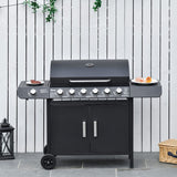 Outsunny Seven Burner Gas Grill, with Integrated Thermometer and Storage