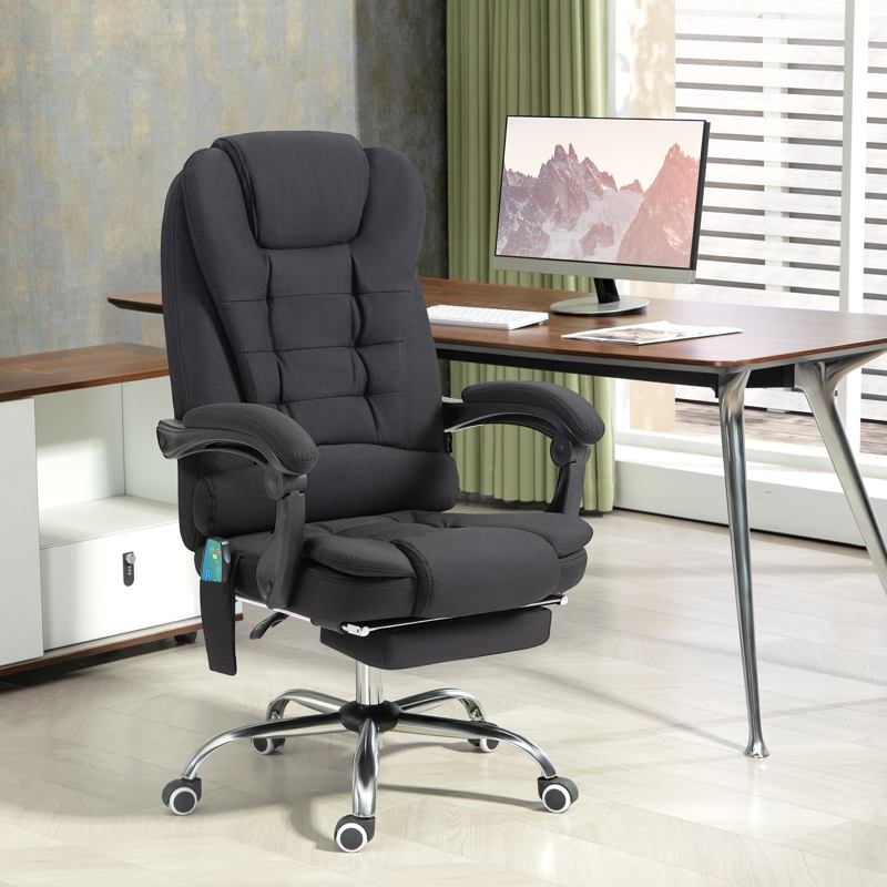 Vinsetto Six-Point Massage and Heated Office Chair - Black