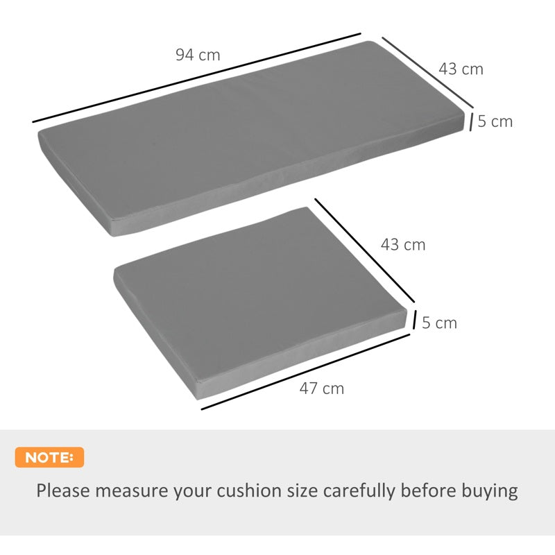 Outsunny Outdoor Seat Cushion Pads for Rattan Furniture, 3 PCs Garden Furniture Cushions, Dark Grey