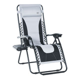 Outsunny Foldable Reclining Garden Chair, Zero Gravity Chair with Padded Seat, Cup Holder, Adjustable Backrest, Pillow for Outdoor, Patio, Deck, Light Grey