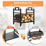 Decorative Firewood Rack with Side Handles and Adjustable Footpads
