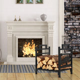 Decorative Firewood Rack with Side Handles and Adjustable Footpads