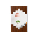 37.5" x 26.5" Decorative Rectangle Wall Mirror with Piano Key-Shaped Frame-Black