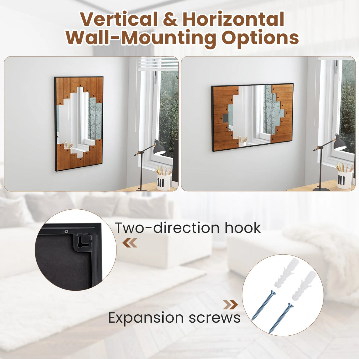 37.5" x 26.5" Decorative Rectangle Wall Mirror with Piano Key-Shaped Frame-Black