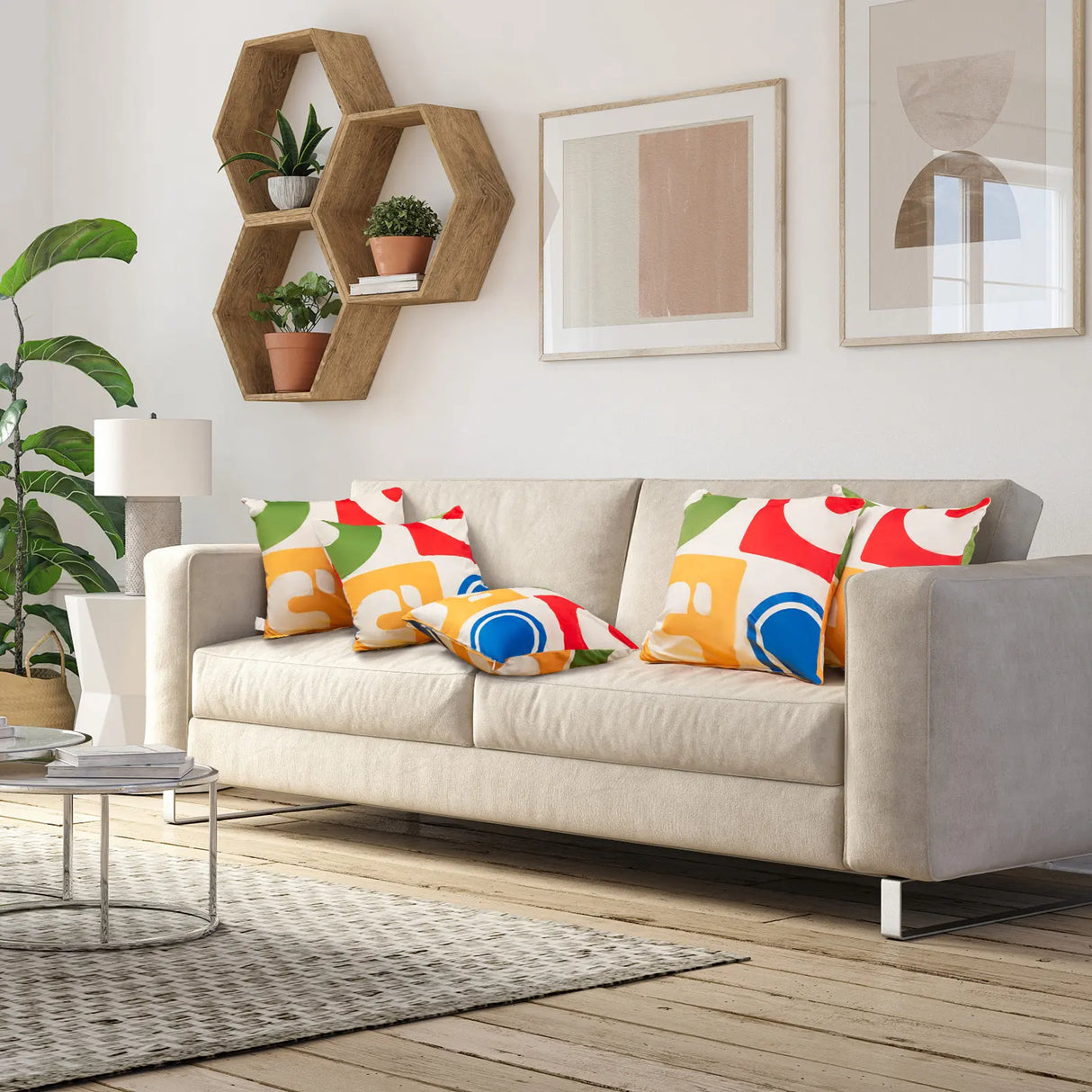 Soft Velvet Covered Decorative Throw Pillow Set of 4-Colourful