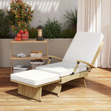 Outsunny 80 Reclining Rattan Lounger - White/Beige