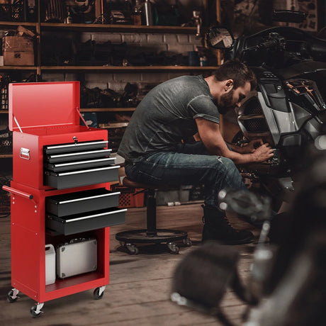 6-Drawer Rolling Lockable Tool Chest for Garage &amp; Factory &amp; Workshop -Multicolour
