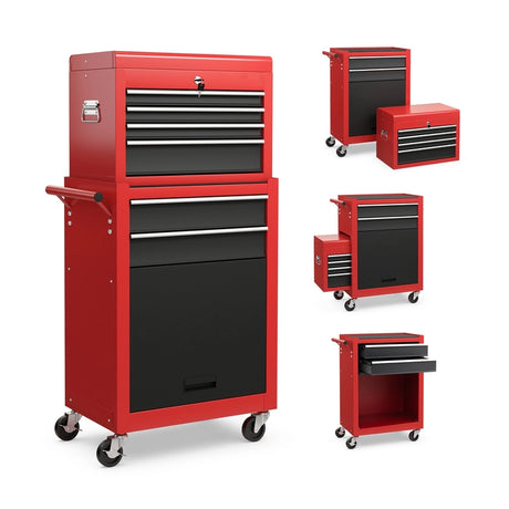 6-Drawer Rolling Lockable Tool Chest for Garage &amp; Factory &amp; Workshop -Multicolour