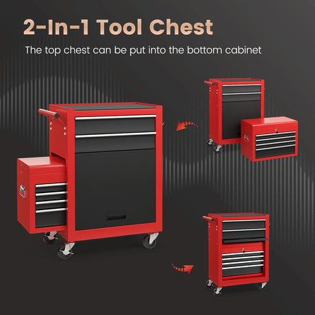 6-Drawer Rolling Lockable Tool Chest for Garage &amp; Factory &amp; Workshop -Multicolour