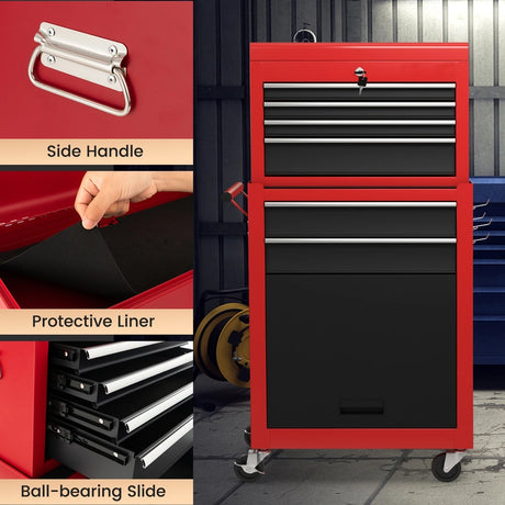 6-Drawer Rolling Lockable Tool Chest for Garage &amp; Factory &amp; Workshop -Multicolour
