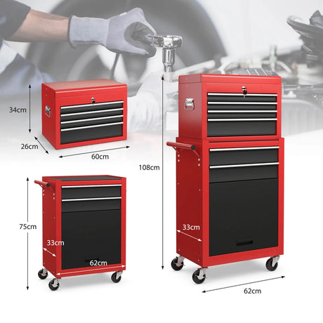 6-Drawer Rolling Lockable Tool Chest for Garage &amp; Factory &amp; Workshop -Multicolour