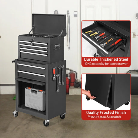 6-Drawer Rolling Lockable Tool Chest for Garage &amp; Factory &amp; Workshop -Black