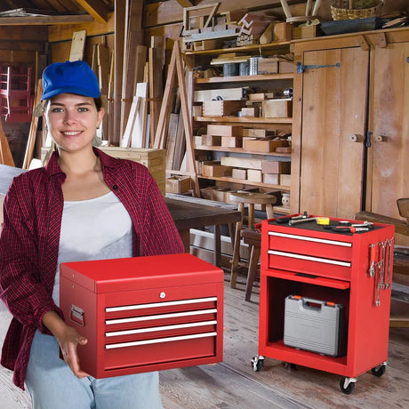 6-Drawer Rolling Lockable Tool Chest for Garage &amp; Factory &amp; Workshop -Red