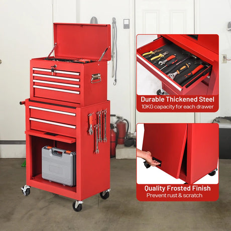 6-Drawer Rolling Lockable Tool Chest for Garage &amp; Factory &amp; Workshop -Red