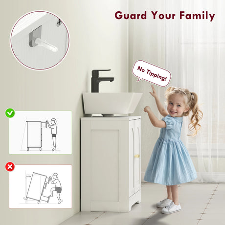 HOMCOM Under Sink Bathroom Cabinet with 2 Arch Doors - White