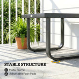 Outsunny Outdoor Garden Coffee Table, Rectangle Metal Side Table with Tempered Glass Tabletop, Adjustable Foot Pads