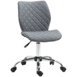 Vinsetto Armless Office Chair Adjustable Computer Chair Swivel Chair with Rolling Wheels and Linen Fabric Back Support for Home Office Students Study Grey