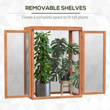 Outsunny 3-tier Wood Greenhouse Garden Polycarbonate Cold Frame Balcony Grow House w/ Storage Shelf for Plants, Flowers, Orange