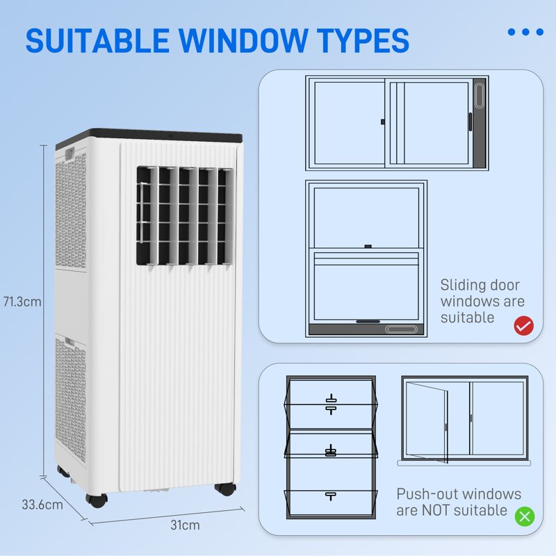 HOMCOM 9,000 BTU App-Controlled Mobile Air Conditioner, 20m2 Radius - White
