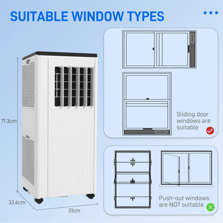 HOMCOM 9,000 BTU App-Controlled Mobile Air Conditioner, 20m2 Radius - White