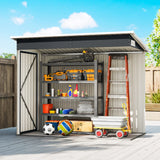 Outsunny 7.5 x 4.3ft Metal Garden Storage Shed, Waterproof Outdoor Shed with Triple Lockable Door, Gloves, Vents, Dark Grey