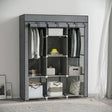 HOMCOM Fabric Wardrobe, with Rails and Shelves - Dark Grey