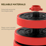 SPORTNOW 30kg Four-In-One Adjustable Weight Dumbbells Set, Barbell, Kettlebell, Push Up Stand - Red