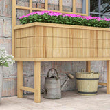 Outsunny 45 x 105cm Wooden Garden Planter, with Trellis - Natural