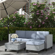 Outsunny 5-Piece Rattan Patio Furniture Set with Corner Sofa, Footstools, Coffee Table, for Poolside, Grey