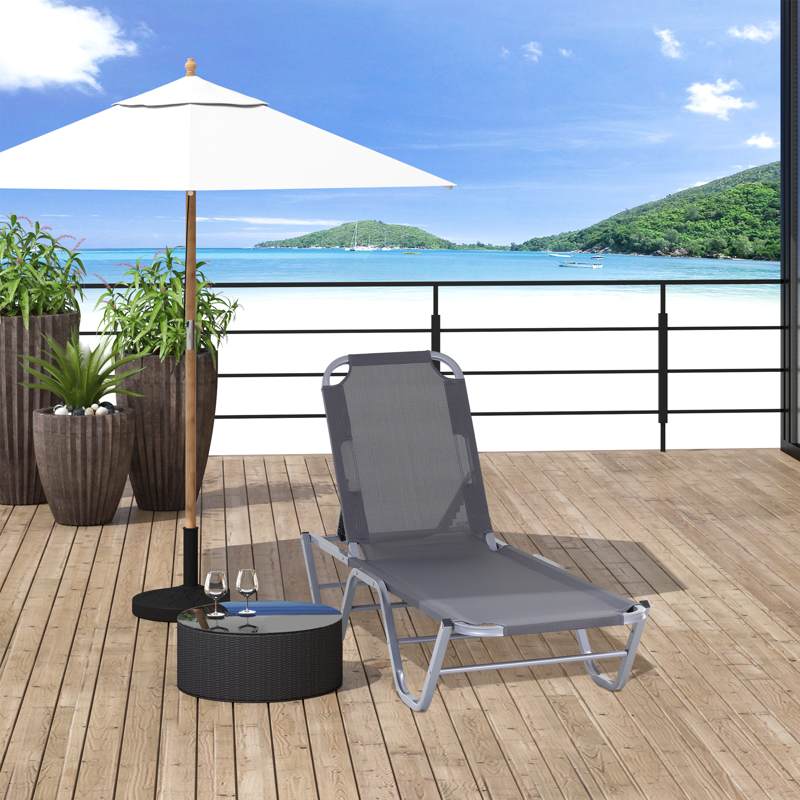 Outsunny Sun Lounger Relaxer Recliner w/ 5-Position Adjustable Backrest Pool Sun Bathing