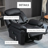 HOMCOM Power Lift Chair Recliner for Elderly, Electric Recliner Chair, Overstuffed Faux Leather Riser and Reclining Armchair with Remote Control, Side Pockets, for Living Room, Black
