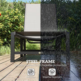 Outsunny Folding Sun Lounger Set of 2, 5-Position Adjustable Reclining Garden Loungers, Garden Chaise Lounge Sunbed Recliner Chairs with Steel Frame for Beach, Porch, Patio, Camping, Light Grey