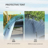 Outsunny 2-3 Person Pop Up Beach Tent, UPF15+ Sun Shelter with Extended Floor, Sandbags, Mesh Windows and Carry Bag, Light Blue