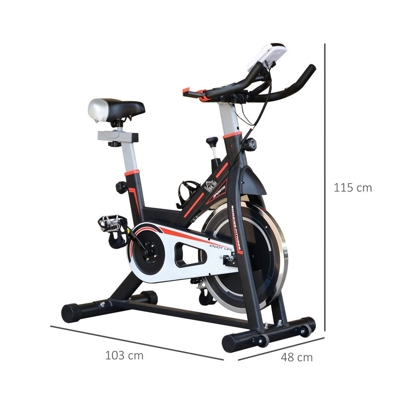 HOMCOM Exercise Bike, Indoor Cycling, with LCD Display, Heart Rate, Sensor - Black