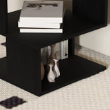 HOMCOM Set of 2 Side Table Square Coffee Table, Modern End Table with 2 Tier Storage Shelves for Living Room, Bedroom, Black