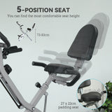 SPORTNOW Five-in-one Foldable Exercise Bike, Stationary Bike with Arm Workout Bands, LDC Monitor, Phone Holder, White