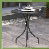 Outsunny 66cm Patio Table, Round Garden Table, Outdoor Side Table with Steel Frame and Slat Tabletop, Black