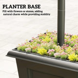 Outsunny Garden Solar Lamp Post Light, Waterproof LED Solar Light Post with Planter, Black