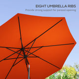 Outsunny 3 m Garden Parasol Umbrellas, Outdoor Sun Shade with 8 Ribs, Tilt and Crank Handle for Balcony, Bench, Garden, Orange