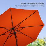 Outsunny 3 m Garden Parasol Umbrellas, Outdoor Sun Shade with 8 Ribs, Tilt and Crank Handle for Balcony, Bench, Garden, Orange