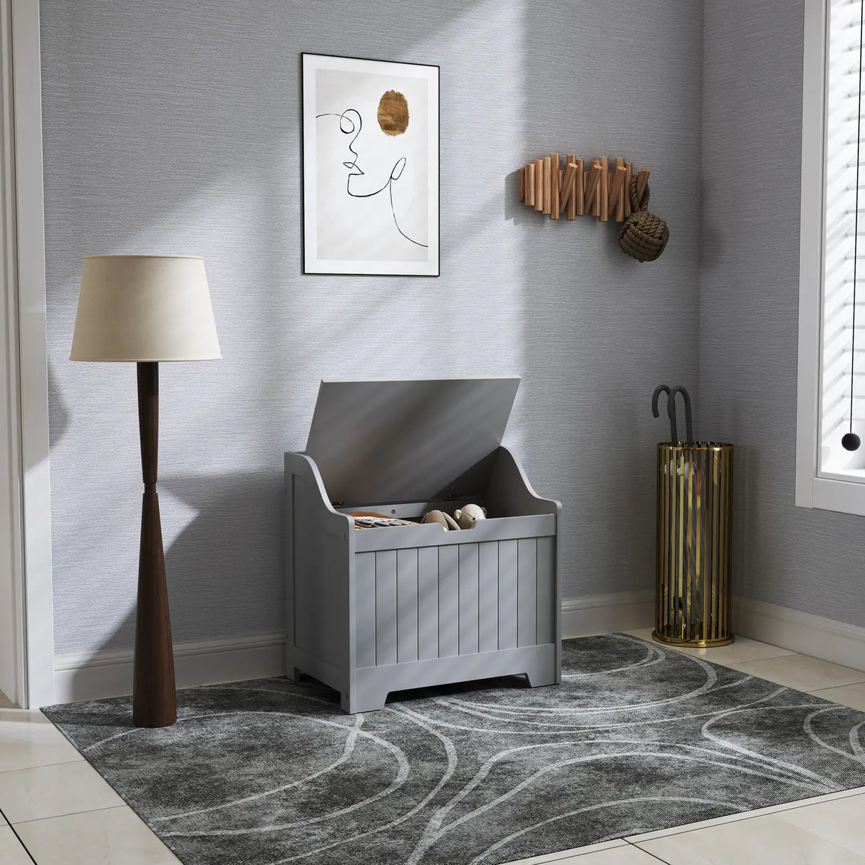 HOMCOM 61L Home Storage Chest - Grey