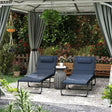 Outsunny Set of Two Reclining Sun Loungers - Dark Blue