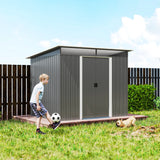 Outsunny Garden Metal Storage Shed House Hut Gardening Tool Storage w/ Tilted Roof and Ventilation 8.5 x 6ft, Grey