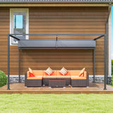 Outsunny 4 x 3(m) Metal Outdoor Pergola with Retractable Roof, Outdoor Gazebo with Drainage Holes for Garden, Patio, Lawn, Grey