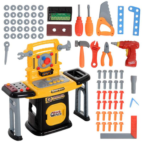 AIYAPLAY 102-Piece Kids Tool Bench with Electric Drill, Storage for Ages 3-6 Years, Yellow