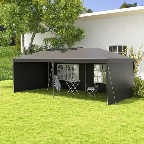 Outsunny 2.95 x 5.83 m Semi-Open Gazebo - Dark Grey